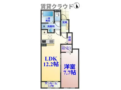 レジデンス・K(1LDK/1階)の間取り写真