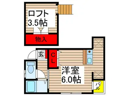 ハイツ・桜(ワンルーム/2階)の間取り写真
