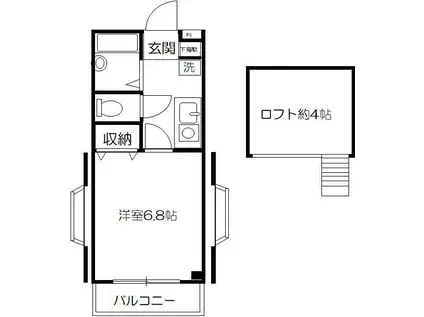 コア・フォーレストタウンII(1K/2階)の間取り写真