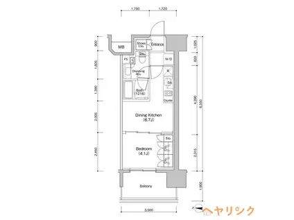 ザ・パークハビオ新栄(1DK/10階)の間取り写真