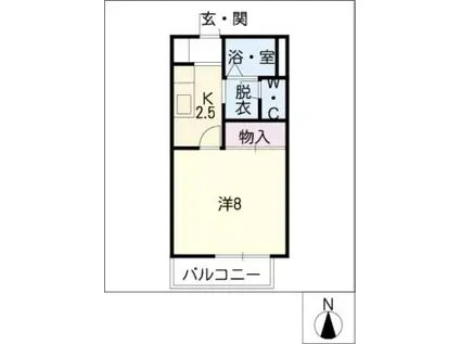 SAKURAハウス(1K/1階)の間取り写真