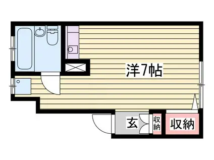 岩ハイツ(ワンルーム/1階)の間取り写真