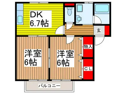宮腰ハイツA(2DK/1階)の間取り写真