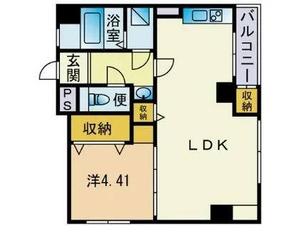 柳川ビル(1LDK/4階)の間取り写真