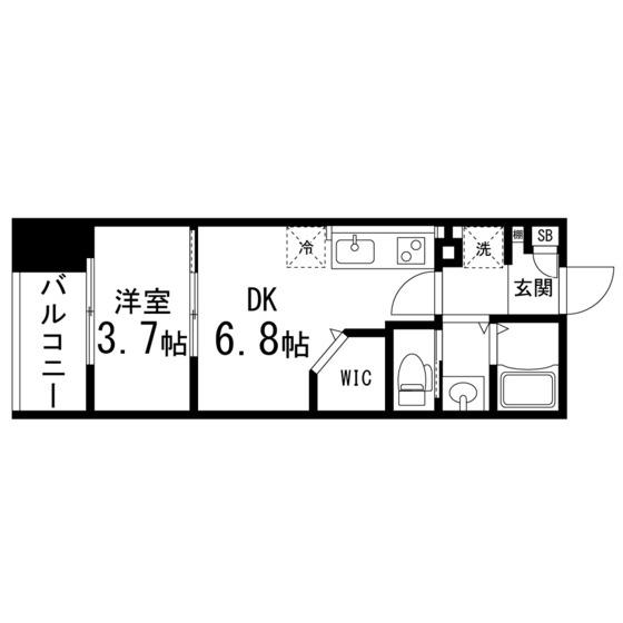 シェルグランデ鉄砲町東(1DK/9階)の間取り写真