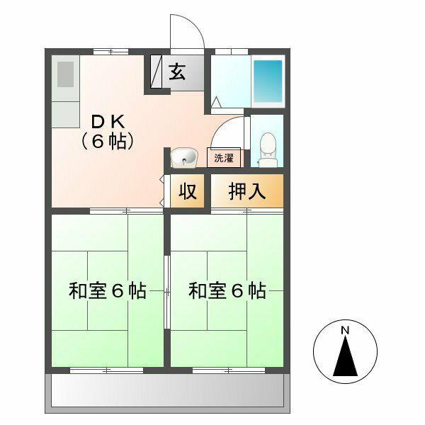 サンパーク広見(2DK/2階)の間取り写真