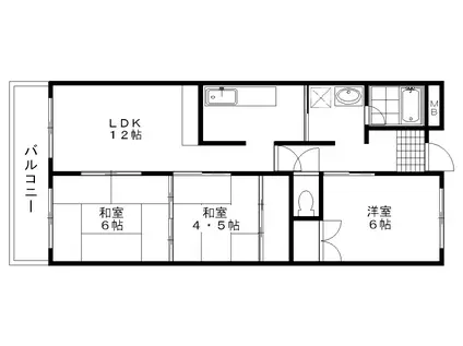 センチュリー摂津(3LDK/3階)の間取り写真
