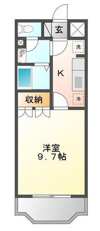 PARK HILLS(1K/2階)の間取り写真