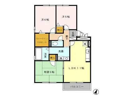 アン ソレイエ D棟310(3LDK/3階)の間取り写真