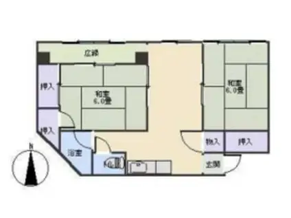 福山不動産ビル(2DK/3階)の間取り写真