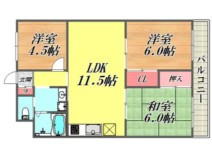 ローレルハイム塚口(3LDK/2階)の間取り写真