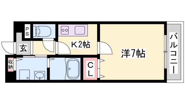 ネオクオーツ神屋 壱番館(1K/2階)の間取り写真