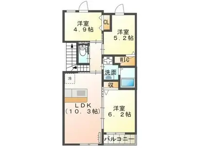 TEA GARDEN 東宮(3LDK/2階)の間取り写真