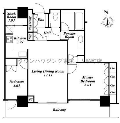 リエトコートアルクスタワー(2LDK/23階)の間取り写真