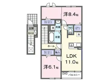 ファイン・キャピタルD(2LDK/2階)の間取り写真
