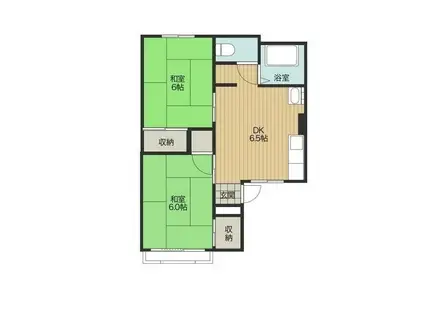 アメリカヤハイツA(2DK/2階)の間取り写真