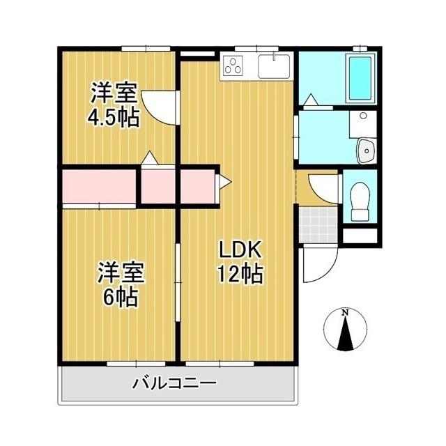 レトア B(2LDK/2階)の間取り写真