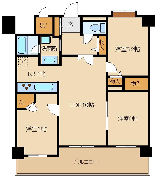 エステムコート新大阪パークフロント(3LDK/4階)の間取り写真