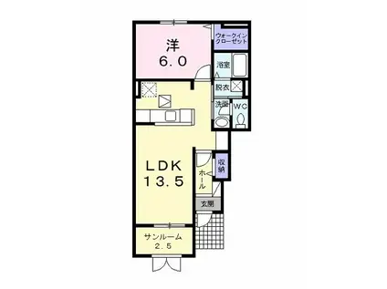 プラティーノ(1LDK/1階)の間取り写真