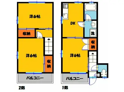 アレストヤナセA(3DK/1階)の間取り写真