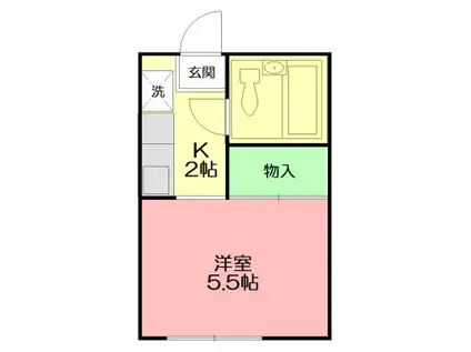 ホワイトハイツ東海大(1K/2階)の間取り写真