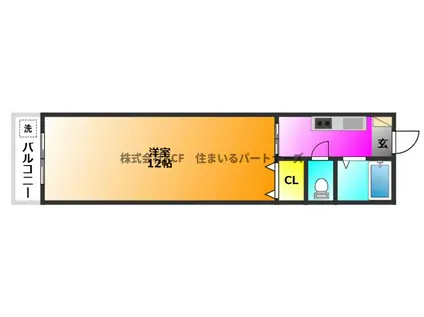 コンバーチブル(ワンルーム/1階)の間取り写真