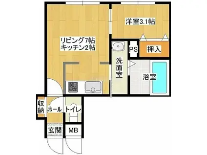 ステージ表町(1LDK/1階)の間取り写真