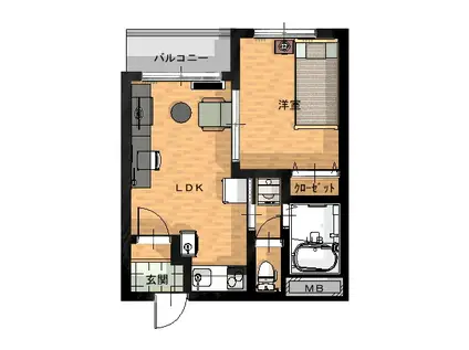 ファーニッシュドステイ伊那インター西(1LDK/1階)の間取り写真