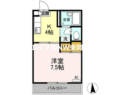 レジデアイ A棟(1K/2階)の間取り写真