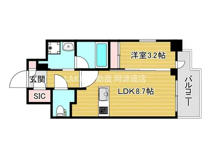 リビオレゾン靭公園(1LDK/9階)の間取り写真