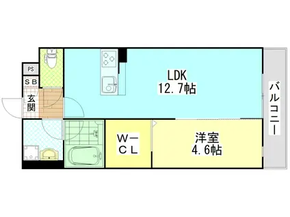 ドミソレイユIV(1LDK/3階)の間取り写真