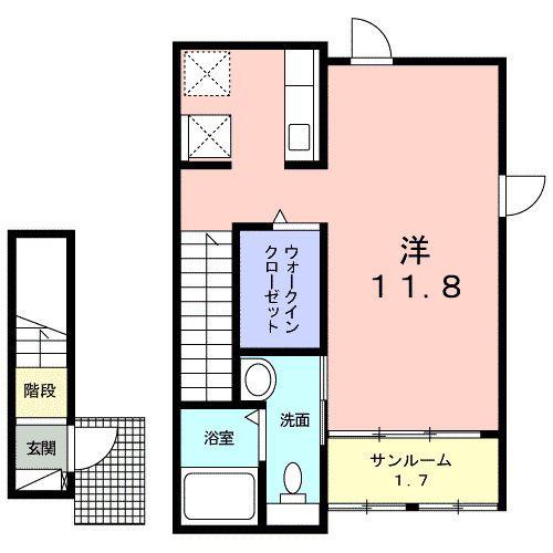 ジェントリー河原町(ワンルーム/2階)の間取り写真