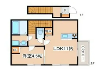 オーシャンコート北今宿A棟(1LDK/2階)の間取り写真