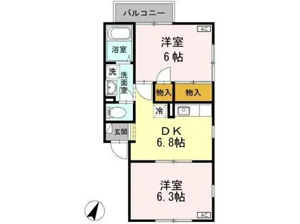 フレマリール医王(2DK/1階)の間取り写真