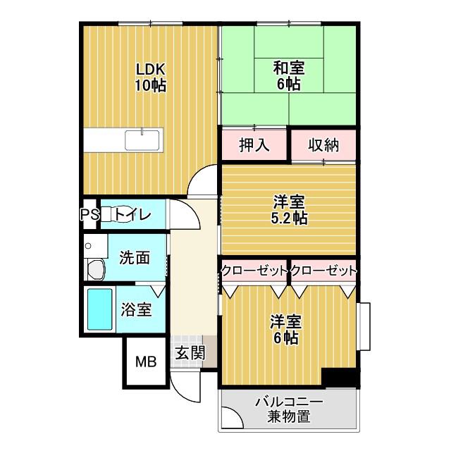シャルネドマンション(3LDK/3階)の間取り写真