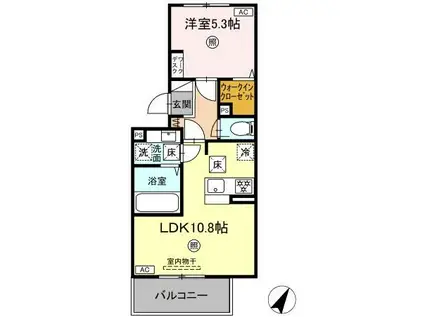 パルフェリーチェ(1LDK/1階)の間取り写真