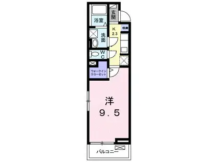 グラン8(1K/1階)の間取り写真