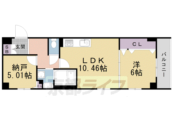 二条城東レジデンス(1SLDK/1階)の間取り写真