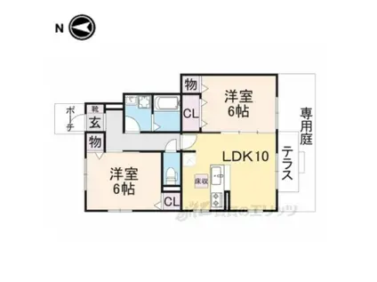 タウンビビ(2LDK/1階)の間取り写真