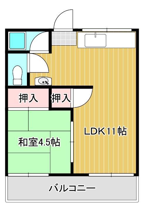 グリーンハイツ さんわA(1LDK/2階)の間取り写真