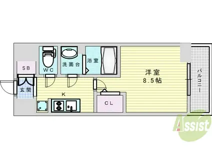 PHOENIX新大阪(1K/15階)の間取り写真