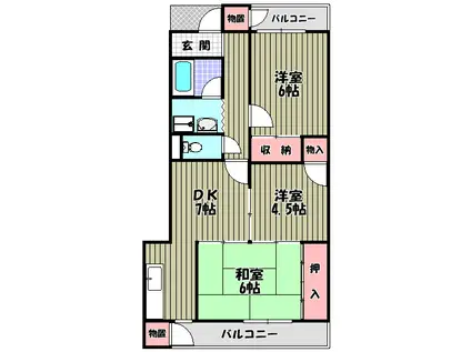 パインアベニュー(3DK/2階)の間取り写真