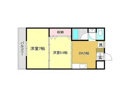 アーバンドウェルYS(2DK/2階)の間取り写真