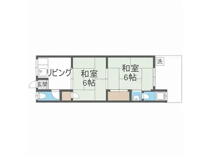 シャトー文の里(2DK/1階)の間取り写真