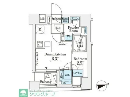 レジデンス文京春日(1DK/7階)の間取り写真