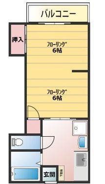ハイツ江添(1DK/1階)の間取り写真