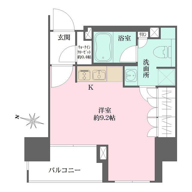 ザ・パークワンズ 千代田佐久間町(ワンルーム/2階)の間取り写真