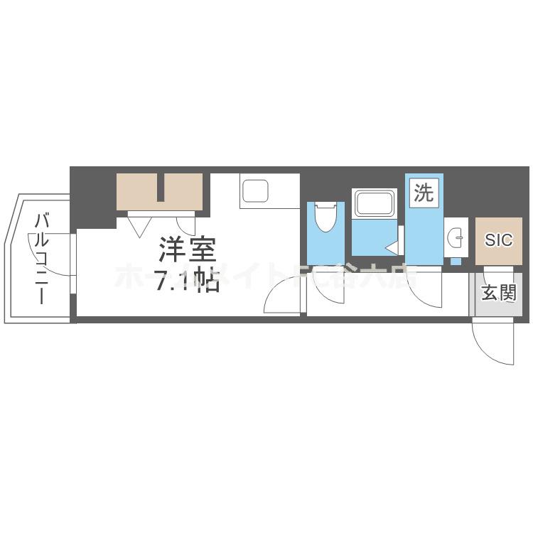 METROSA谷町六丁目サウス(ワンルーム/9階)の間取り写真