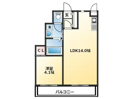 おこう仁ハイツ A棟(1LDK/1階)の間取り写真