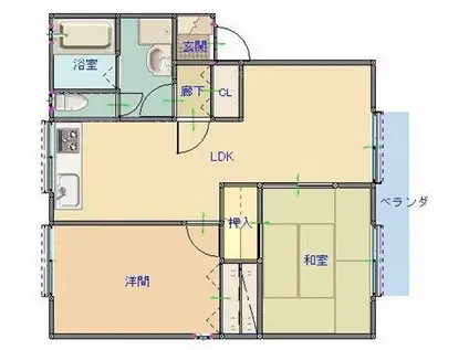 グランパレ陽向(2LDK/2階)の間取り写真